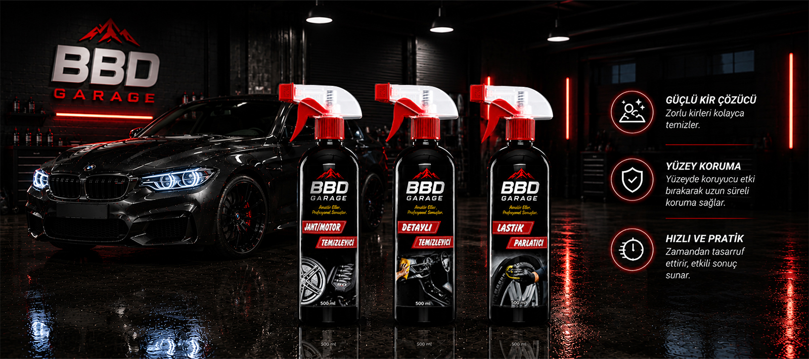 BBD Garage Jant/Motor + Detaylı Temizleyici + Lastik Üçlü Set