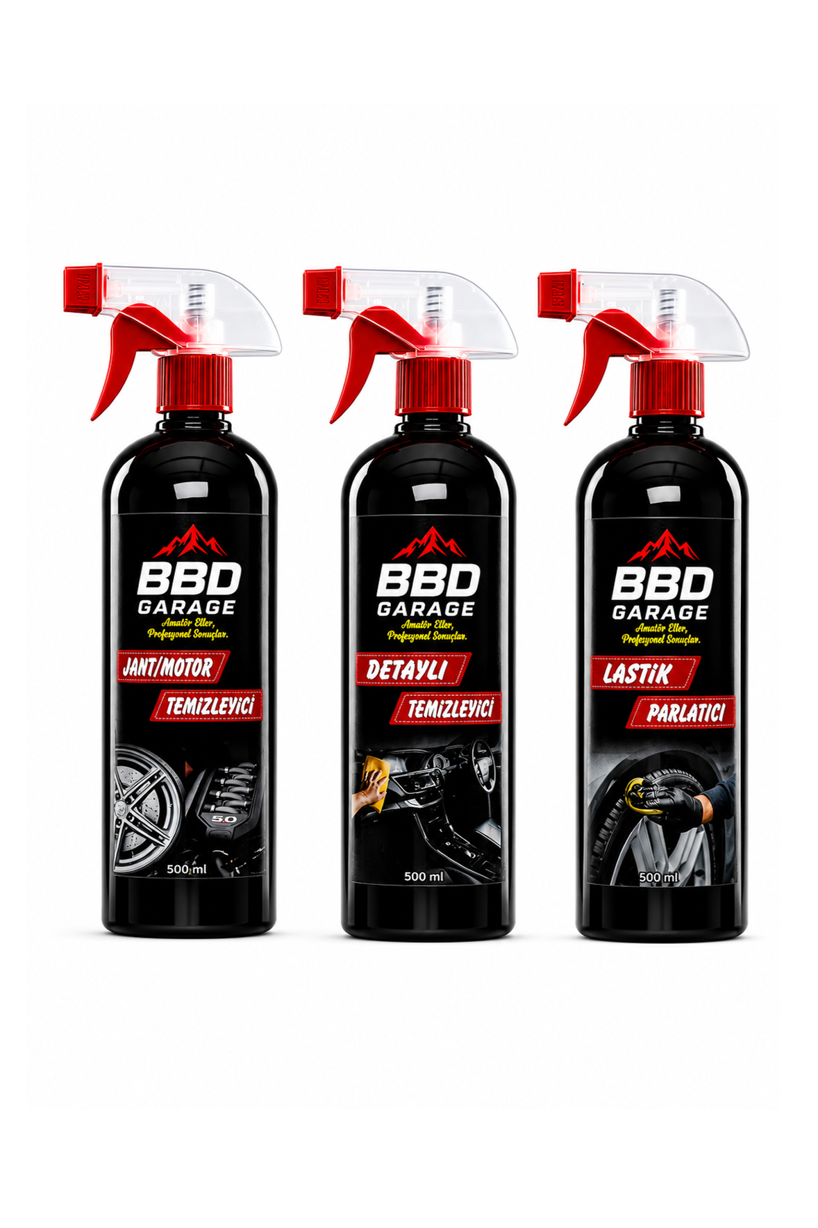 BBD GARAGE Jant/Motor + Detaylı + Lastik Parlatıcı 3'lü Set